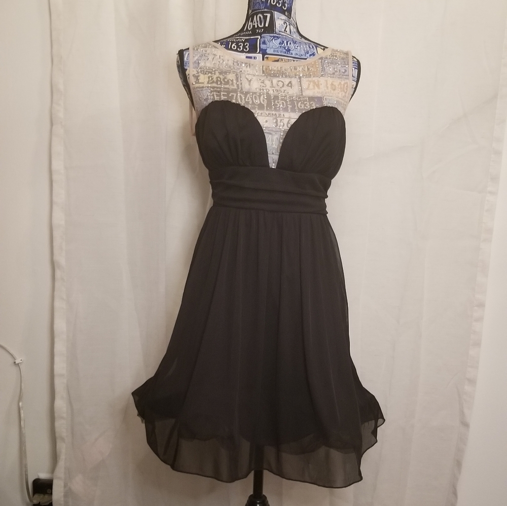 👗Prom dress🖤 black steampunk knee length sheer